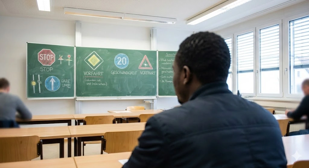 German driving school classroom